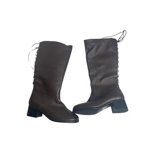 DAVID TATE Formula 16 Brown Boots 7 Wide Leather Upper 2 inch heel
